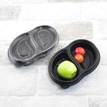 2칸소스용기 물방울소스용기 2칸반찬 쌈장용기 초장용기 SW물방울2칸 1500세트, 용기＋세트