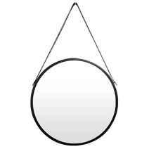 IG7343 메탈 가죽 원형 벽거울 블랙 36.5cm 제조한국, 상품선택