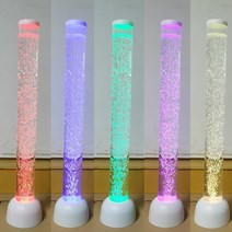 자동 색상 변경 인테리어 조명 물기둥 LED 무드등, 블랙 + 물고기장식