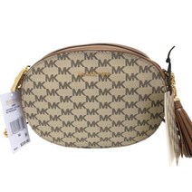 [해외]마이클코어스가방 Michael Kors Ginny Crossbody Bag Leather Medium Messenger Coated Canvas Natural