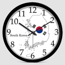 세계 지도 대한민국 거실 벽시계 이사 선물 호텔 로비 팬션 게스트하우스 무역회사 인테리어 12인치, 중국