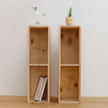 고급 삼나무 슬림 공간박스 DIY 2단 책장 수납장 수납선반 원목수납장
