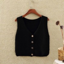 김장조끼 성인수면조끼 꽃무늬 할머니 누빔 방한 조끼 스웨터 싱글 브레스트 버튼 민소매 v 넥 뜨개질 단색 레트로 Streetwear 탑 의류 Chic