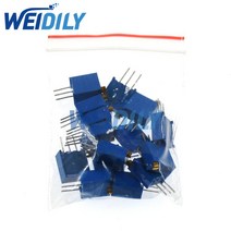 15값 3296w 전위차계 키트 3296w 멀티턴 트리머 조정 가능한 정밀 전위차계 3296w 가변 저항기 100r-1m, 없음