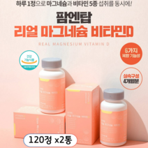 팜탑 리얼 마그네슘 비타민D 비타민B군 어린이 성장기 청소년 갱년기 온가족 종합 멀티 비타민 뼈 건강 피로회복 식약청 인증 건강기능식품 120정, 2통, 900mg x 120정