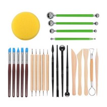 도자기물레DIY 아트 클레이 도자기 도구 세트 24 개 공예 조각 키트 및 나무 손잡이 모델링, 03 green