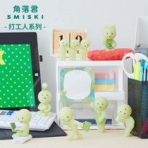 문구 세트 SMISKI Worker Series 블라인드 박스 미스터리 피겨 데스크탑 장식 모델 만화 귀여운 추측 가방 모델 인형, [04] a set 12 piece
