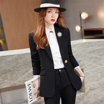꽃소담 여성 정장세트 원버튼 카라 자켓 슬림핏 팬츠 투피스