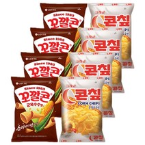 롯데 크라운 스낵모음 꼬깔콘 군옥수수 72gx4개+C콘칩 70gx4개 (총8개), 1세트, 568g