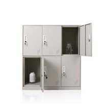 6문 수납장 철제 캐비넷 락커 사물함 사무용 캐비닛, 그레이(YWD8024-GR)