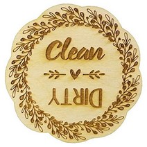 Rustic Wreath Wood Dishwasher Magnet | Clean Dirty 3 Inch Round Magnet | Boho Stylish Shabby Chic De, 1