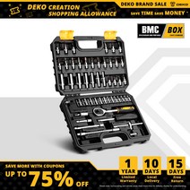 deko 53pcs 역학 도구 세트 비트 소켓이 있는 래칫 소켓 렌치 세트 확장 바 유니버설 조인트 cr-vamps2 재질