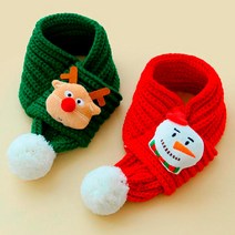 펫라이엇 1+1 강아지목도리 고양이 크리스마스 폼폼 머플러 겨울 케이프 스카프, one size, 세트04_레드+그린+스트라이프