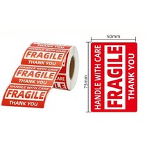 100PCS Fragile 스티커 상품 처리와 함께 경고 라벨 DIY 용품 76x25m 75x50mm 90x50mm 130x70mm, [03] 75x50mm