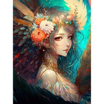 캔버스형 보석십자수 나비요정 온갖 꽃들이 만발한 천사 여신 미녀 행운 가져다주는 인물그림 집들이 새집선물 라운드 구슬 집콕취미 비즈 수제공예 액자없음 DIY패키지 20종, 선택17-플라워나비요정, 80*100CM