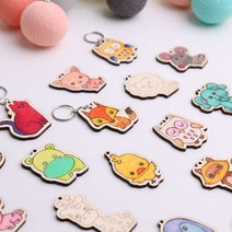 민화 동물 열쇠 고리 원목 우드 나무 공예 캐릭터 키링, 1개, 동물 열쇠고리 (기린)