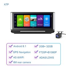 자동차 관련제품 7인치 안드로이드 8.1 GPS 네비게이션 대시캠 카메라 4G ADAS 자동차 DVRs HD 듀얼 렌즈, 02 K7P_01 NO sd card