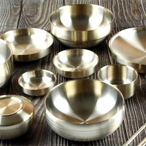 이중 티타늄 그릇 모음 업소용 냉면 밥그릇 찬기 수저, 티타늄 고기접시, 중(230)mm