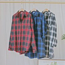 카라넥 셔츠 많다 타입 맷돌 털 체크남방 여성 봄가을 계절 와이드 루즈핏 빅사이즈 클래식 홍콩무드 레쉬 4725196001