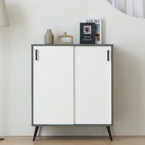 마야 안방 다용도실 원룸 거실 정리 베란다 미닫이 도어 슬라이드 낮은 수납장 800, 그레이화이트