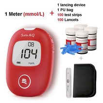 가정용 금고 소형Sinocare Safe AQ 스마트 mg/dL mmol/L 혈당 측정기 당뇨병 Glucometer 키트 및 테스트 스, 05 100 meter kit mmol L