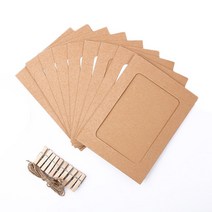 10PCS DIY 크래프트 종이 사진 프레임 클립 2M 로프 매달려 벽 그림 3/4/5/6/7 인치 앨범 부스 소품 홈 장식, 04 다크 카키, 7Inch
