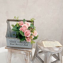 [왓위셀] 사각 양철 통 바구니 틴바스켓 빈티지 바구니 정원소품