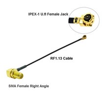 1pcs IPEX 케이블 uFL/u.FL/IPX/IPEX-1/ IPEX-4 MHF4 암-SMA 암 WIFI 안테나 RF RG1.13/0.81mm 피그 테일 확장, SMA F90  IPEX1 F, 30CM, 1개