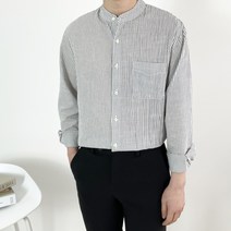 지금 JIIGEUM 남자 여름 린넨 차이나 카라 긴팔 셔츠 남방