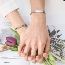 데일리유니크 1+1 이니셜 조각각인 베이직 커플팔찌