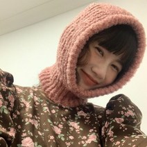 여성 바라클라바 겨울 넥워머 니트 부클 바라클라바 후드비니 복면모자