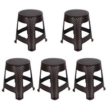 지오리빙 플라스틱 라탄의자 회전 5개, 브라운