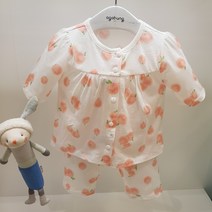 아가방 22 초가을 베이비페어! 하늘하늘 바람결 슝 여름소재 7부 칠부 실내 상하복! 부드러운 실켓 단면 면 100% 살짝 비침있는 얇은 7부 상하세트! 외출복처럼 이쁘게