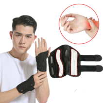 양면 강화 플라스틱 지지대 내장 손목보호대 고정형 기능성 반깁스 대용 의료용 팔목 아대 보호대, 왼손(프리사이즈)
