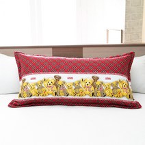 꿀몽 헤드쿠션커버 2인용베개커버 대쿠션 50X100, 체크곰 빨강
