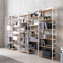 이케아 선반 5단 6단 다용도 거실 철제 원목 연결형 일자형 선반장 책장 수납 600, 화이트, A(단독사용가능)