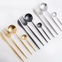 없음 큐트폴 스타일 양식기 디너 커트러리 4세트 블랙, 블랙_디너스푼