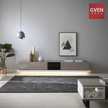 GVEN 지벤 뉴 노르마니 LED 유리도어 거실장 GL, 그레이, 화이트블랙