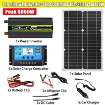 컨트롤러 태양광 가정용 태양광인버터3kw 700w 인버터 500w 주택용 220 태양열 발전기 시스템 순수 사인파 키트 12V 220V 6000/4000/3000W 전력 30A 컨, 피크 6000W 세트, DC 12V 220V