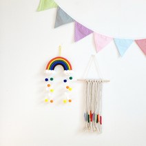 무지개마크라메 가랜드 월행잉 라크라메 남자아이방 신생아 여자 아기방꾸미기 마크메라, 컬러커튼