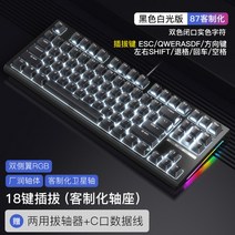 RKR87 기계식 키보드 R104 유선 RGB객제화 87키 PC 노트북 e스포츠 게임 핫플러그, 1, R87블랙(화이트라이트-18키)싱글USB유선, K 백축