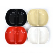 멜라민 짬짜면그릇 짜장면 중국집 면기 중화요리 2칸 반반그릇 자장면 용기 탕짬면 탕짜면 캠핑 그릇, 멜라민(KJ)-짬짜면기-흰색, 1개