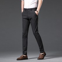 Baiwife 청중년 슬림 체크 남바지 세련 패션 남성 캐주얼 팬츠 사계절 비즈니스 캐주얼 정장 바지