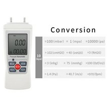 마노미터 차압 측정기 휴대용 디지털 압력계 공기 게이지 유닛, 10kpa