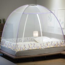 MBH 두꺼운유리섬유이중문몽골모기장, 120*200cm, XZY 레몬-보라색