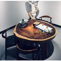 원목 탁자 나무 원탁 통나무 고급 식탁 호두나무, 호두작은원형테이블94x76x8.5cm