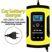 12v충전기 자동차 배터리 충전기 12V 6A 완전 자동 전원 펄스 수리 습식 및 건식 납산 디지털 LCD 디스플레이, 01 12V 6A EU PLUG
