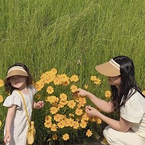 미미샵 아동 성인 커플 썬캡 아이랑 맘커플 여성 여름 모자 라피아 (미미샵헤어밴드증정)