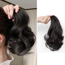 프루마 자연스러운 포니테일 집게 가발, 숏 웨이브 자연블랙, 1개