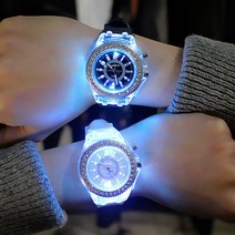 플래시 빛나는 시계 Led 빛 성격 동향 학생 연인 젤리 여자 남자 시계 빛 손목 시계|여성용 시계|